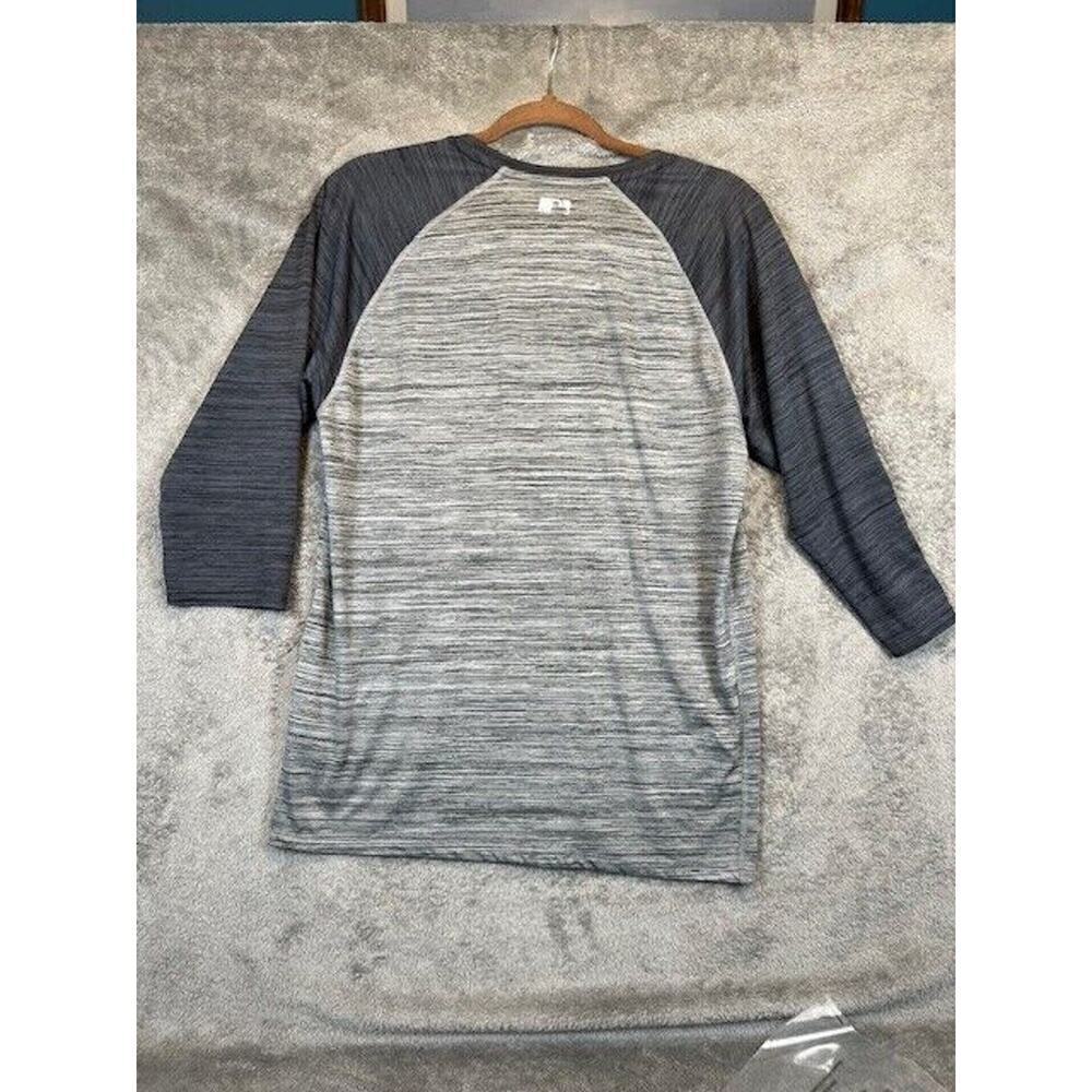 The Nike Tee Shirt Mens S Dri-Fit Grey Graphic Print Baseball 3-Quarter Sleeve - Picture 6 of 7